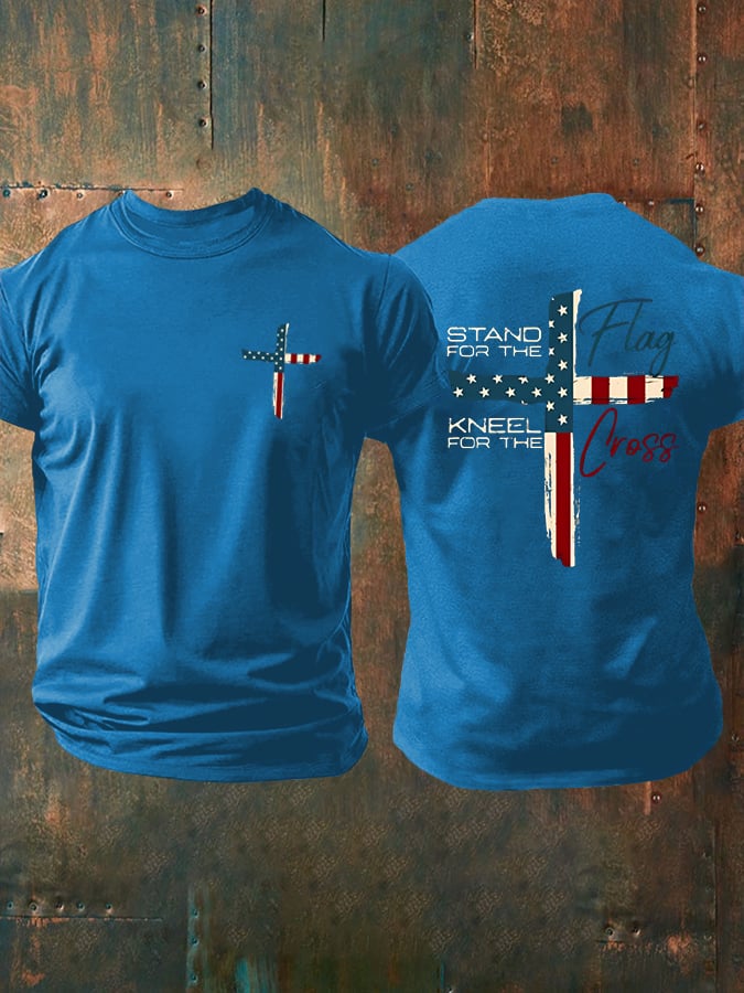 🔥Buy 3 Get 15% Off🔥Men's Stand For The Flag Kneel For The Cross Printed Casual T-Shirt