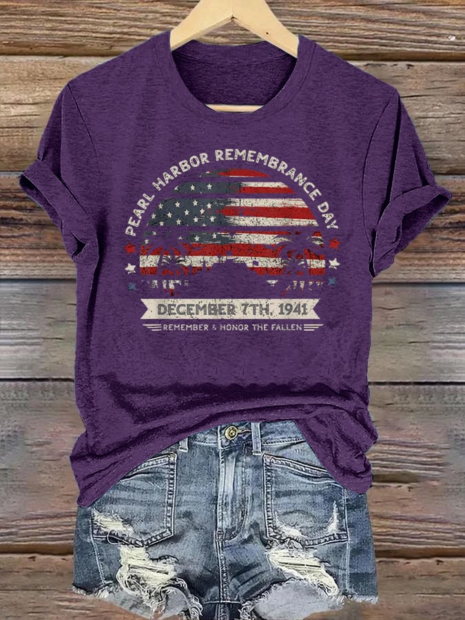 🔥Buy 3 Get 15% Off Women's Pearl Harbor Memorial Day Hawaii USA Flag Day of Infamy T-shirt