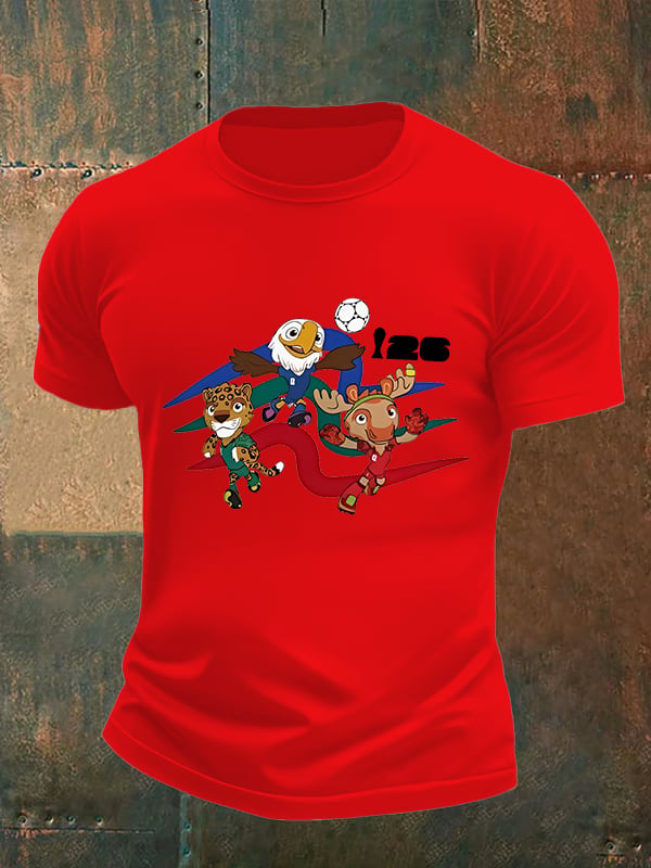 Men's 2026 World Cup Soccer Mascot printed T-shirt