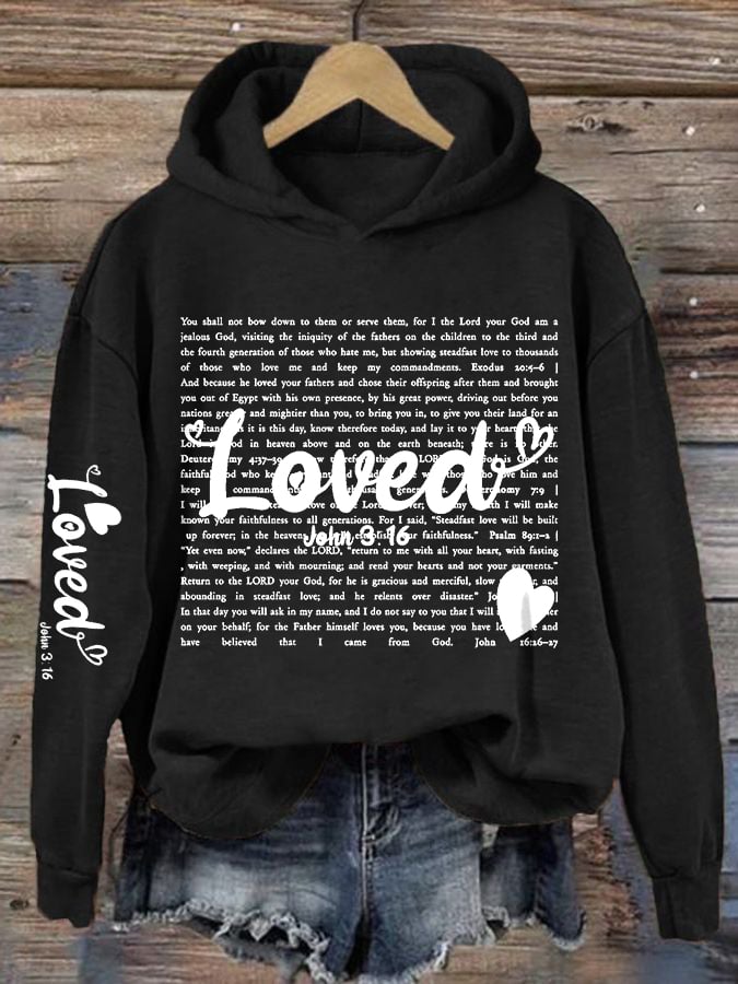 Women's Valentine's Day printed hooded sweatshirt