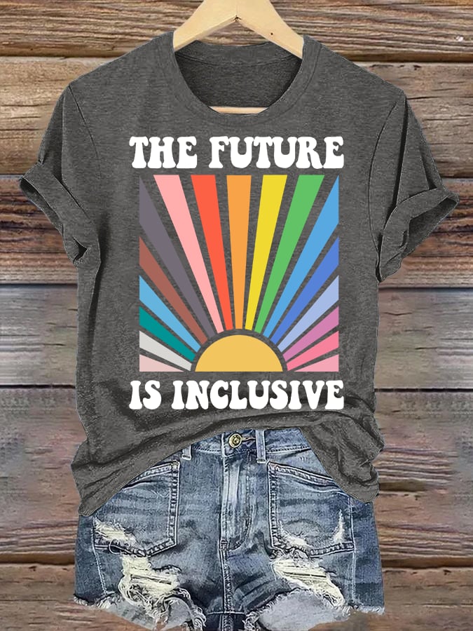 Women's Pride Month Rainbow Print T-Shirt