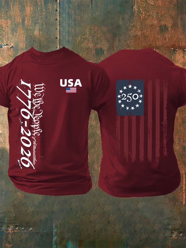 Men's USA 250TH Print Crew Neck T-Shirt