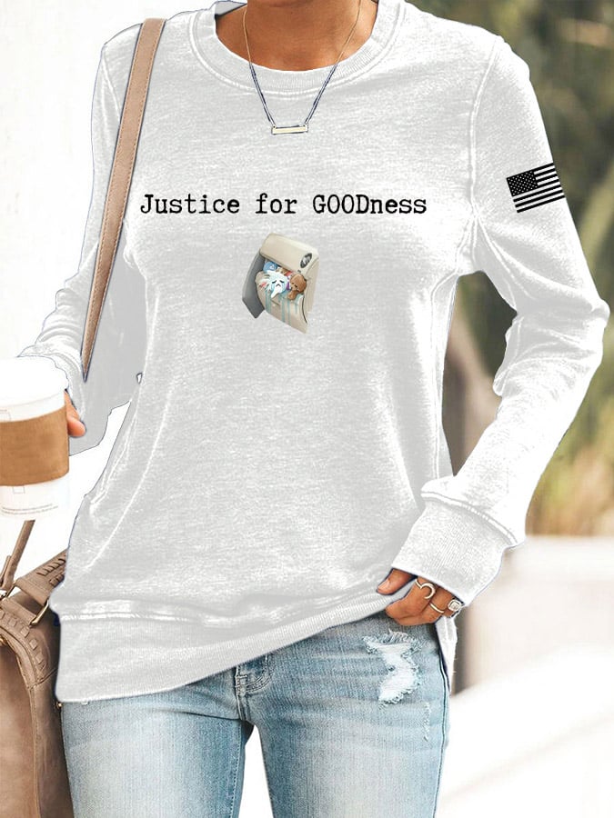 Women's Justice For GOODness Print Casual Sweatshirt