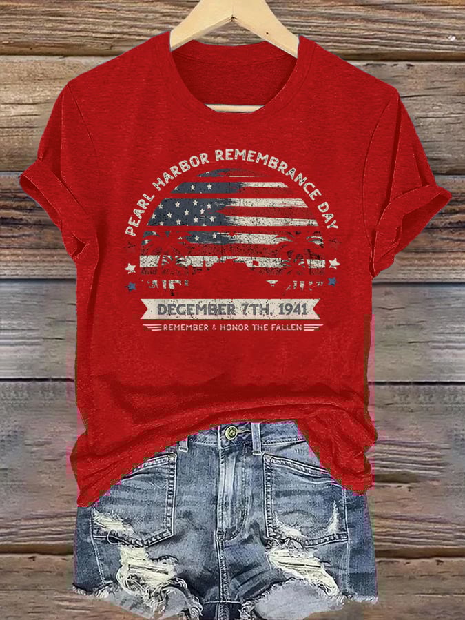🔥Buy 3 Get 15% Off Women's Pearl Harbor Memorial Day Hawaii USA Flag Day of Infamy T-shirt