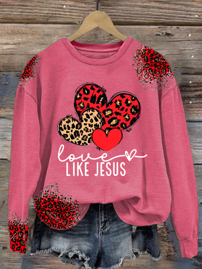 Women's Valentine's Day printed hooded sweatshirt