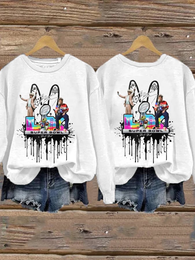 Women's Puerto Rico Print Print Round Neck Sweatshirt
