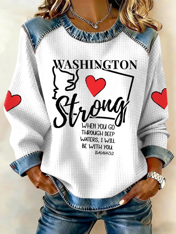 Retro Washington Strong When You Go Through Deep Waters, I Will Be With You Isaiah 43:2 Print Sweatshirt