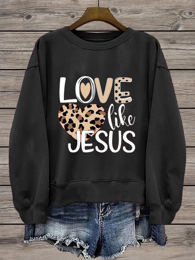 Women's Valentine's Day Faith Print Crew Neck Sweatshirt