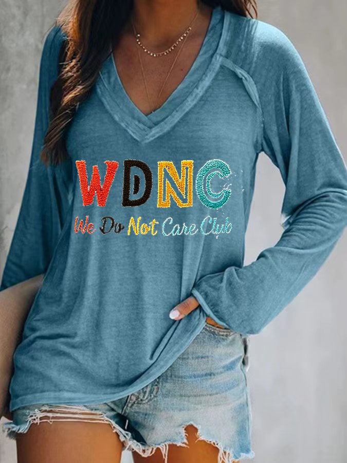 Women's V-neck Retro Funny Proud Member Of WDNC Club Menopause Perimenopause Print T-Shirt