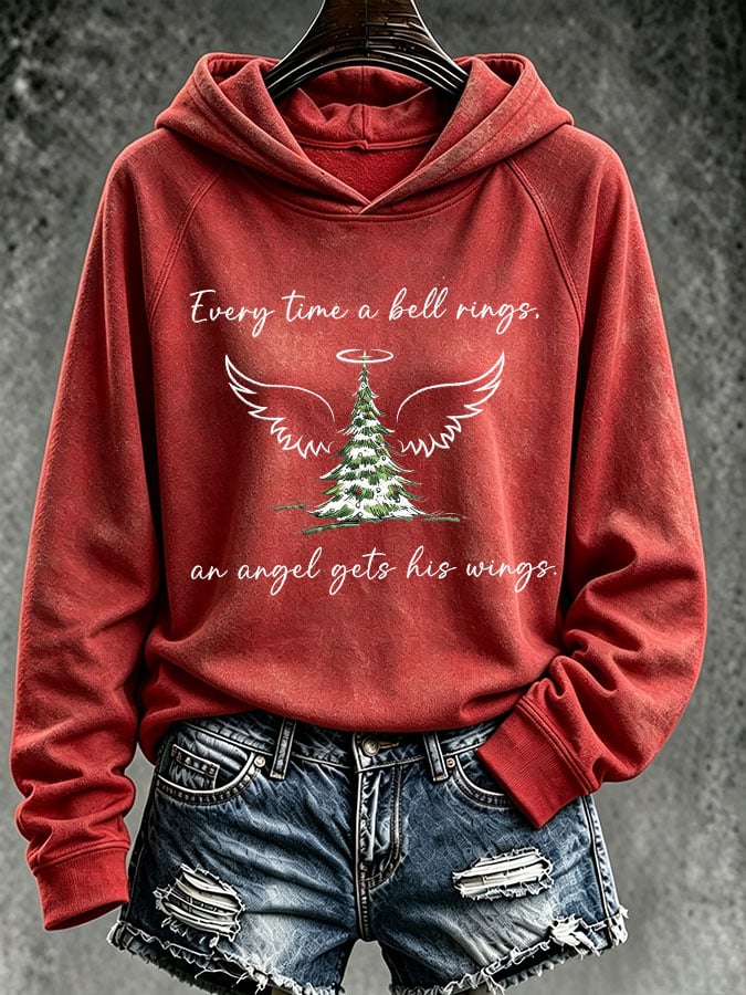 Women's Every Time A Bell Rings An Angel Gets Its Wings Christmas Printed Sweatshirt
