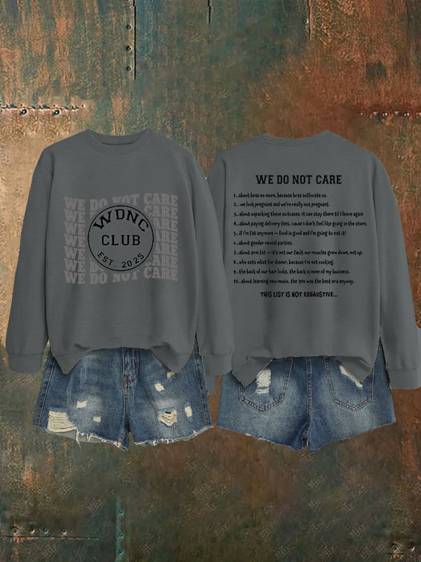 Women's Retro Funny Proud Member Of Club We Do Not Care Menopause Perimenopause Print Sweatshirt