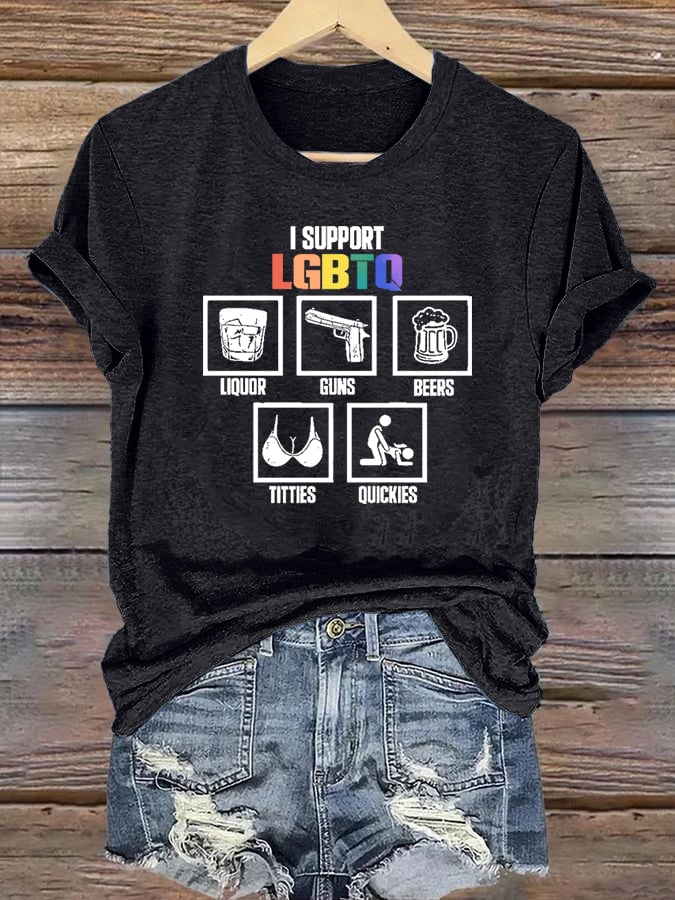 Women's I support LGBTQ Print T-shirt