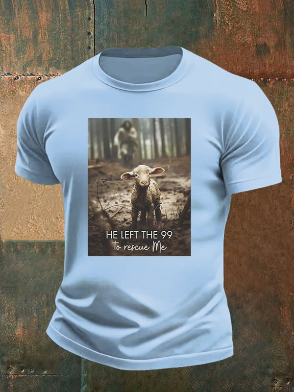 🔥Buy 3 Get 15% Off🔥Men's He Left the 99 to Rescue Me, Jesus and Lost Sheep, Christian T-shirt