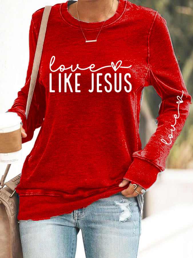 Women's Valentine's Day Printed Round Neck Sweatshirt