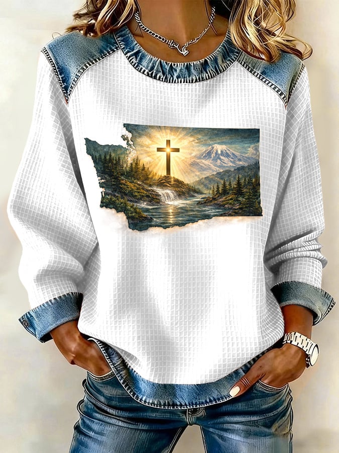 Retro Washington Strong When You Go Through Deep Waters, I Will Be With You Isaiah 43:2 Print Sweatshirt
