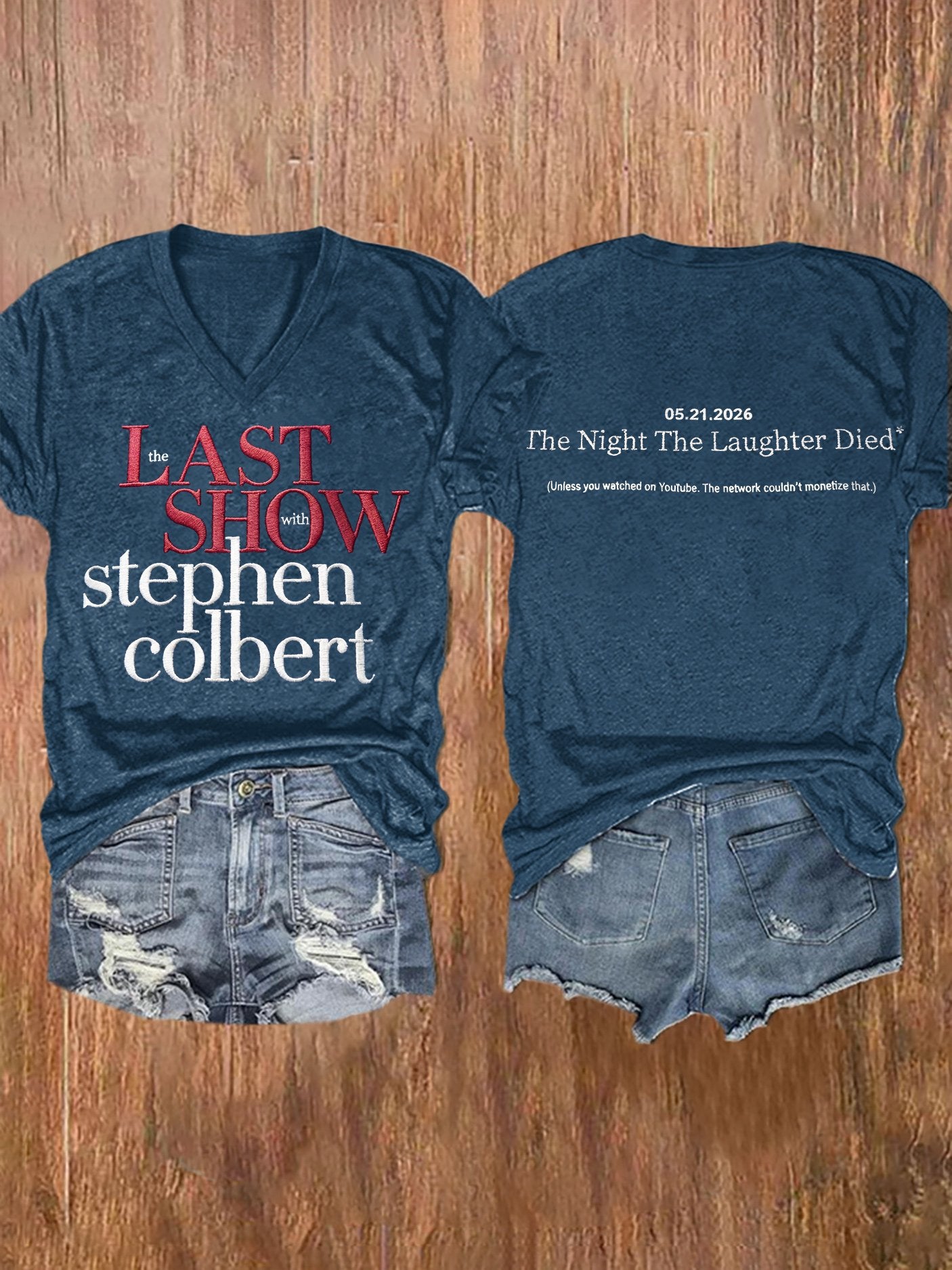 V-Neck Retro Last Show 05.21.2026 The Night The Laughter Died Print T-Shirt