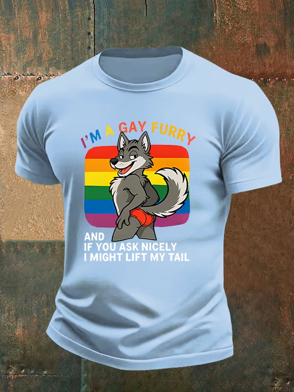Men's I'm a gay furry Funny LGBTQ Pride Month Shirt
