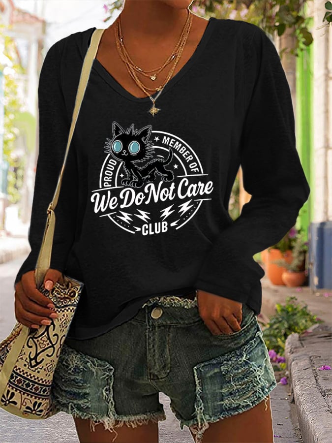 Women's Retro Funny Proud Member Of Club We Do Not Care Menopause Perimenopause Print long-sleeved T-Shirt