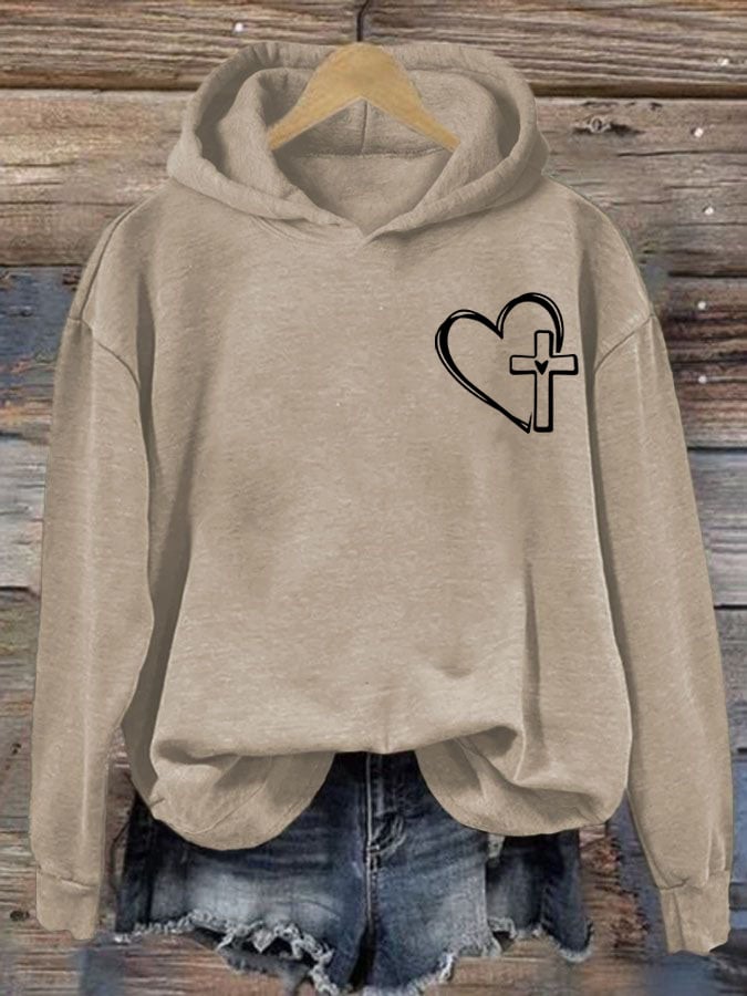 Women's Love Cross Print Casual Sweatshirt