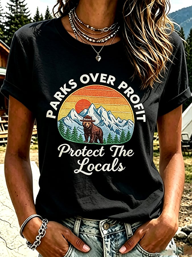 Women's National Park Print Casual T-Shirt