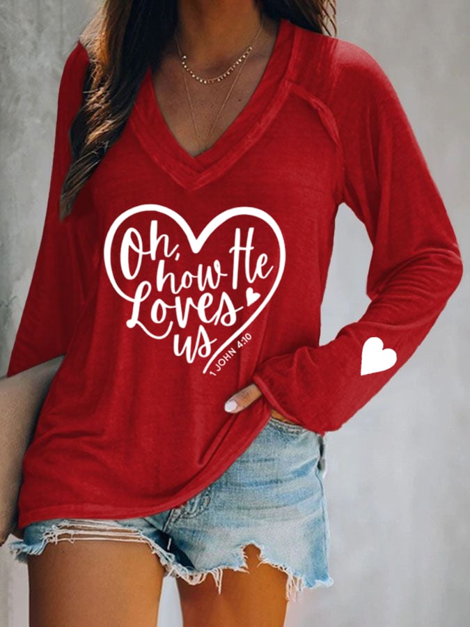 Women's Oh How He Loves Us Print T-Shirt