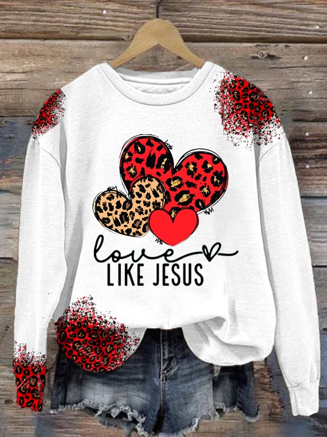 Women's Valentine's Day printed hooded sweatshirt