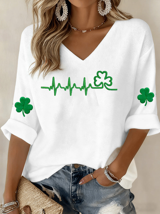 Women's St. Patrick's Day Art Pattern Print T-Shirt Top