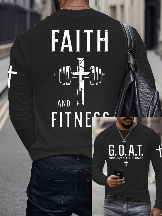 🔥Buy 3 Get 15% Off🔥Men's Raven's Gym Faith Printed Long Sleeve Top