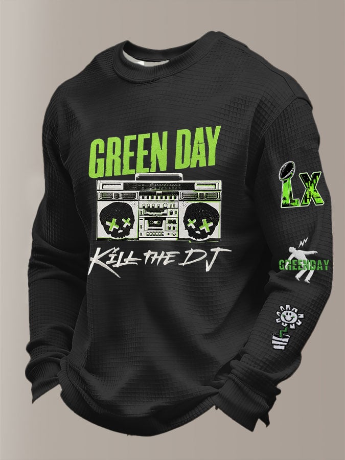 Men's Rock Band Plaid Long-Sleeved T-Shirt