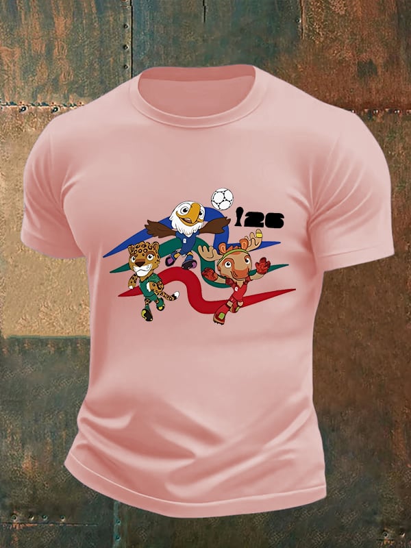 Men's 2026 World Cup Soccer Mascot printed T-shirt