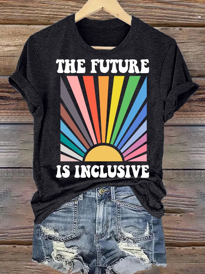 Women's Pride Month Rainbow Print T-Shirt
