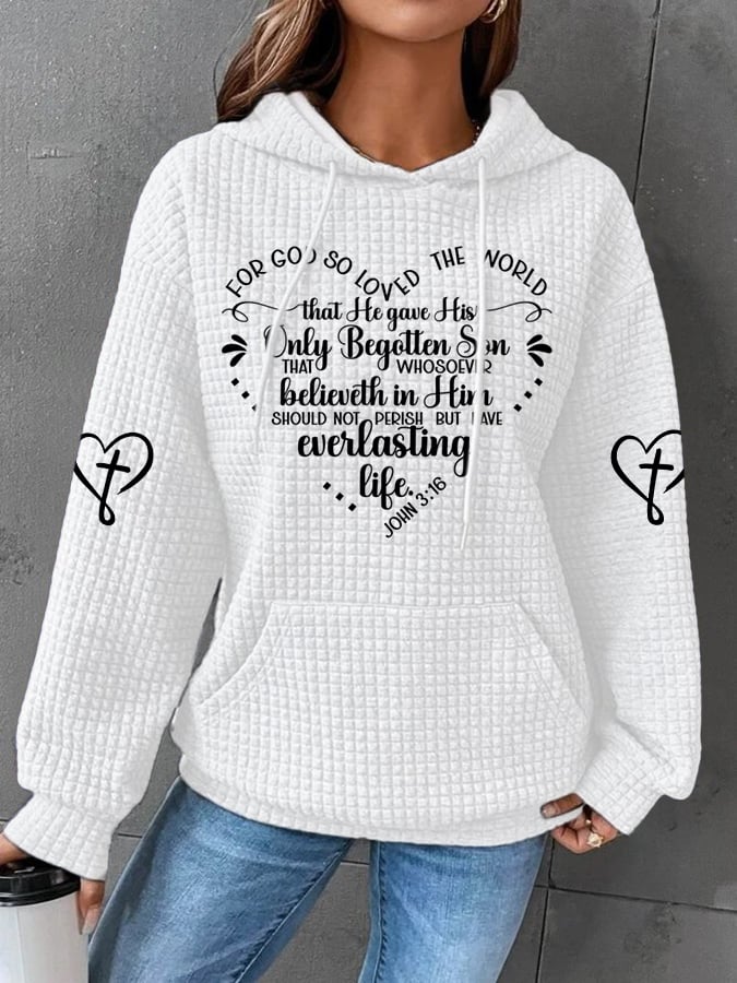 Women's John 3:16 For God So Loved the World Heart Shaped Bible Verse Hoodie