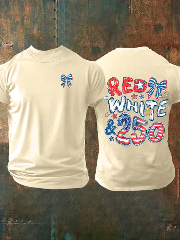 Men's RED WHITE &250 Print T-Shirt