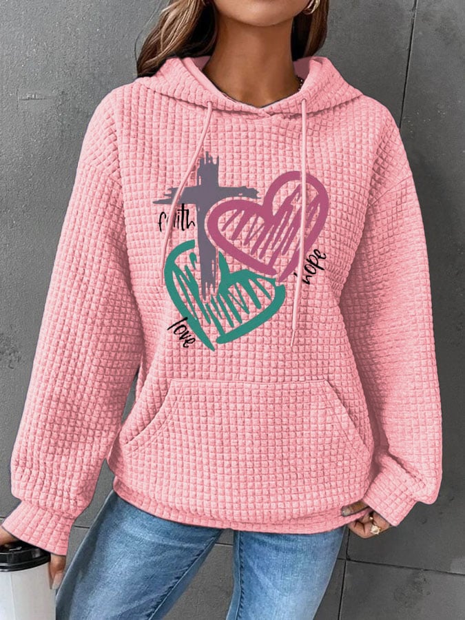 Women's Cross Heart Print Hoodie
