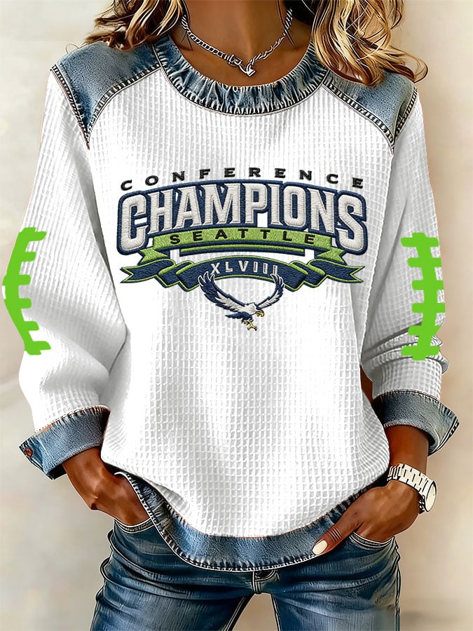 Women's Football Print Long-Sleeved Sweatshirt