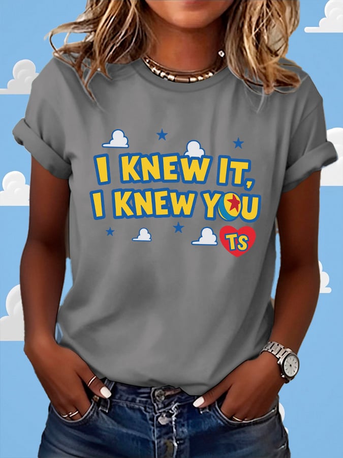 Retro I Knew It Print T-Shirt