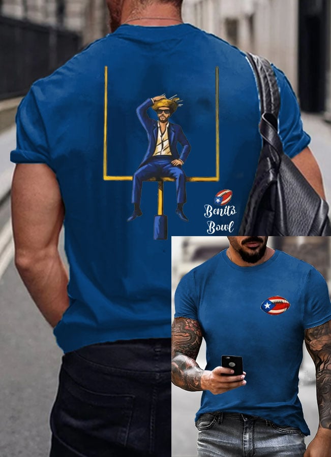 Men's Bunny Football Music Lover Print Casual T-Shirt