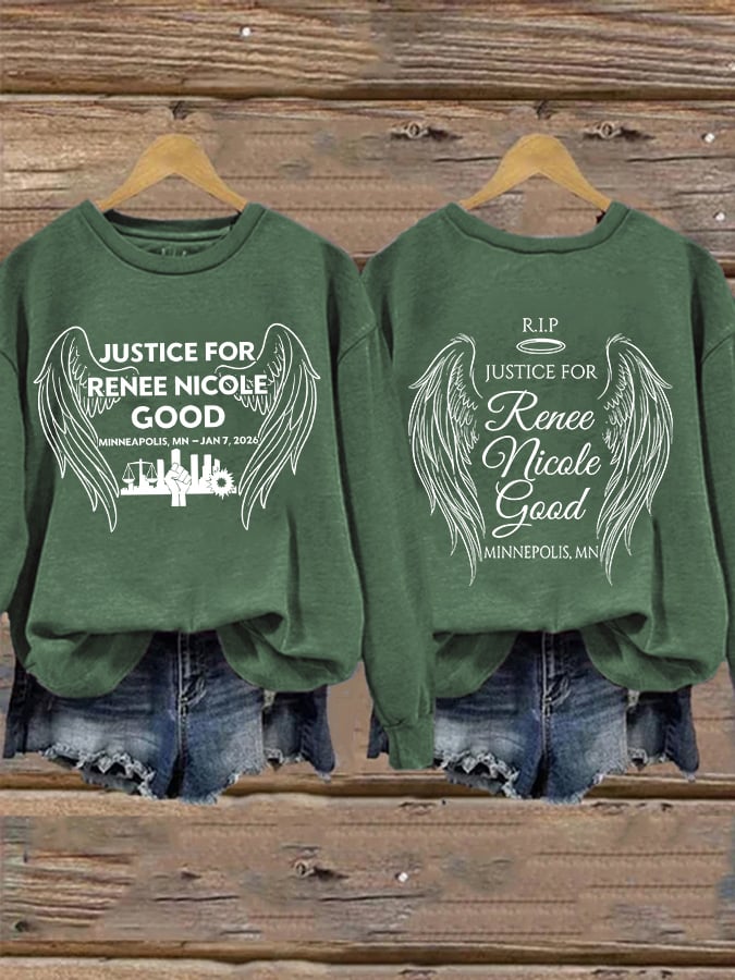 Retro Wings Justice For Renee Nicole Good Print Sweatshirt
