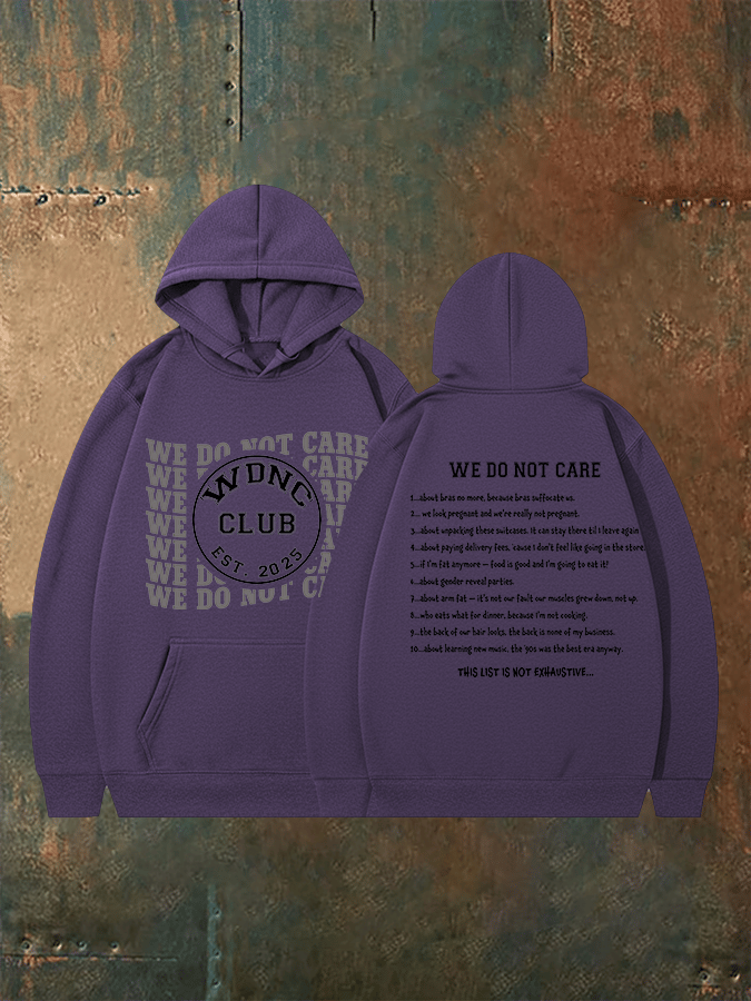 Women's Retro Funny Proud Member Of Club We Do Not Care Menopause Perimenopause Print Hoodie