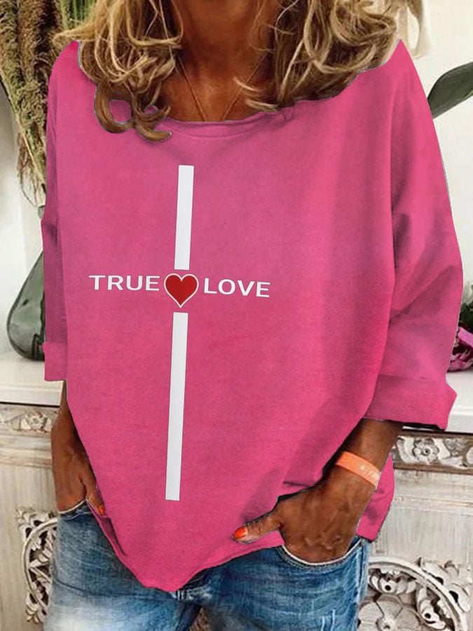 Women'S True Love Print Sweatshirt