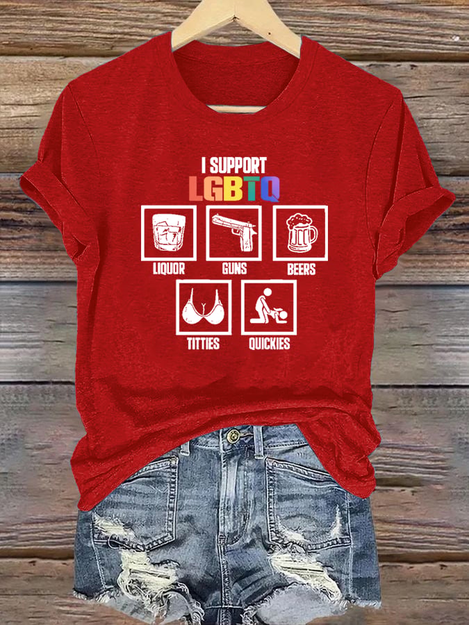 Women's I support LGBTQ Print T-shirt