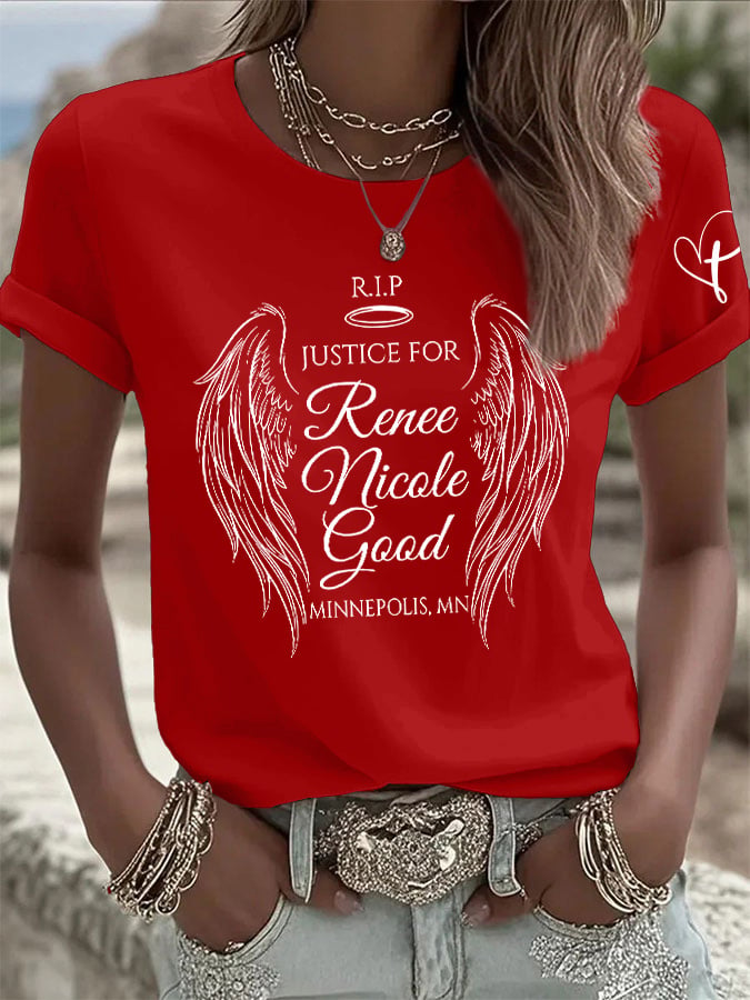 Retro Justice For Renee Print T-Shirt