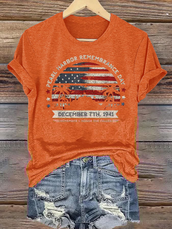 🔥Buy 3 Get 15% Off Women's Pearl Harbor Memorial Day Hawaii USA Flag Day of Infamy T-shirt
