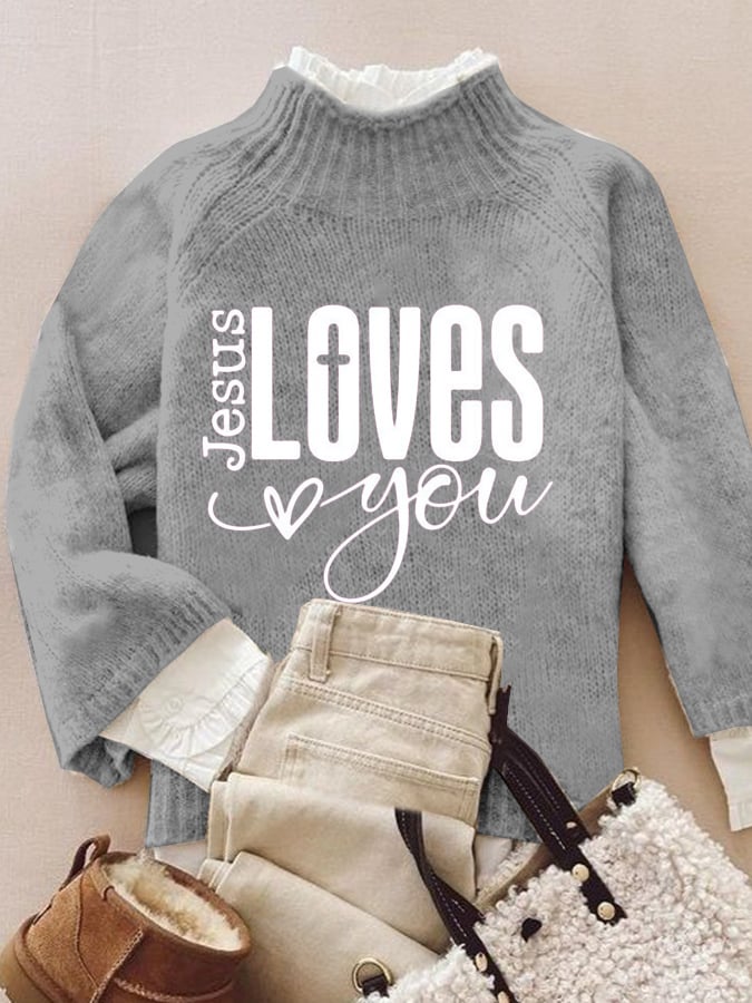 Women's Casual Valentine's Day Faith Knitted Turtleneck Bottoming Shirt