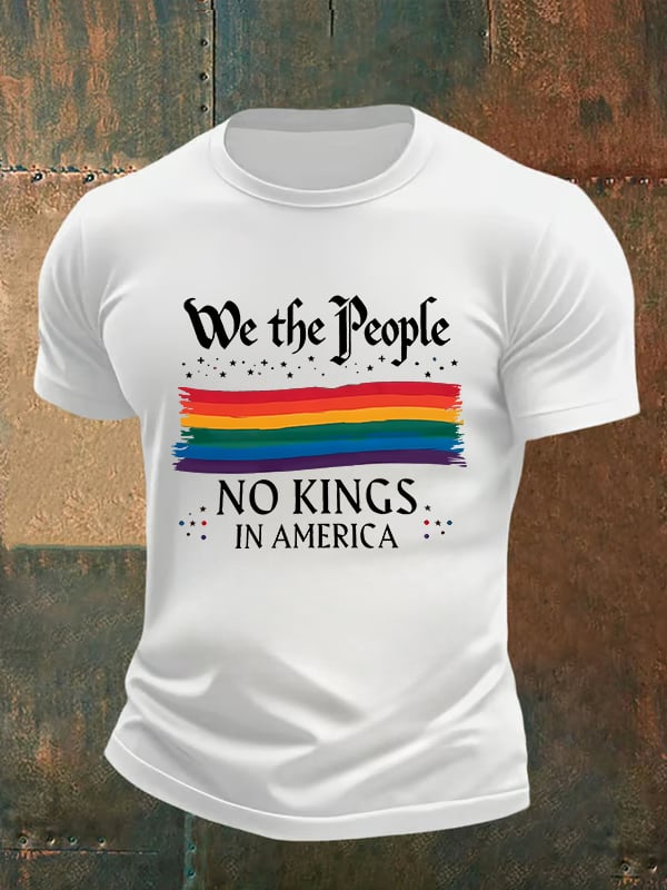🔥Buy 3 Get 15% Off🔥Men's We the People NO KINGS IN AMERICA print T-Shirt