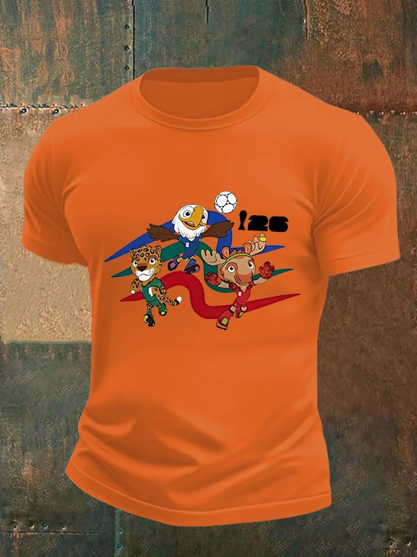Men's 2026 World Cup Soccer Mascot printed T-shirt