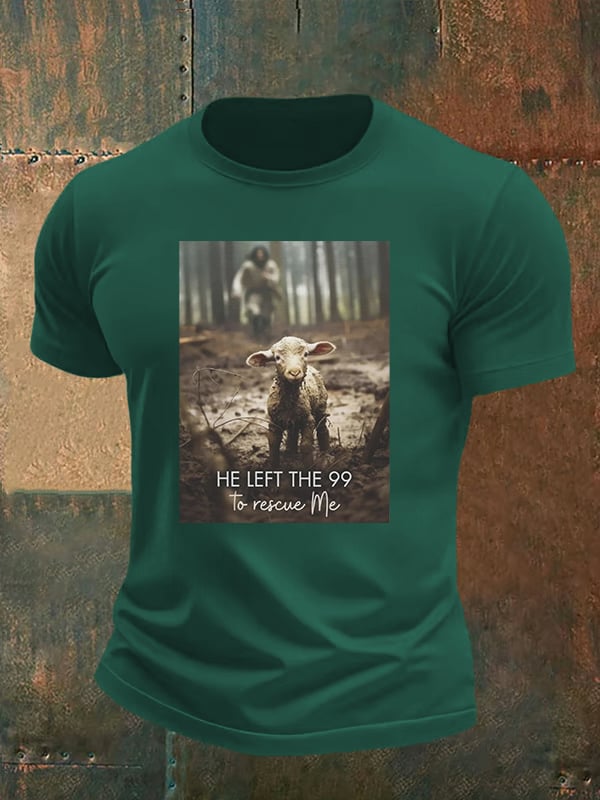 🔥Buy 3 Get 15% Off🔥Men's He Left the 99 to Rescue Me, Jesus and Lost Sheep, Christian T-shirt