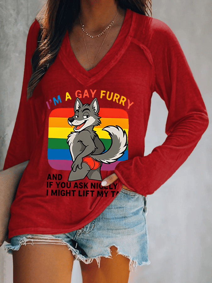 Women's I'm a gay furry Funny LGBTQ Pride Month Shirt