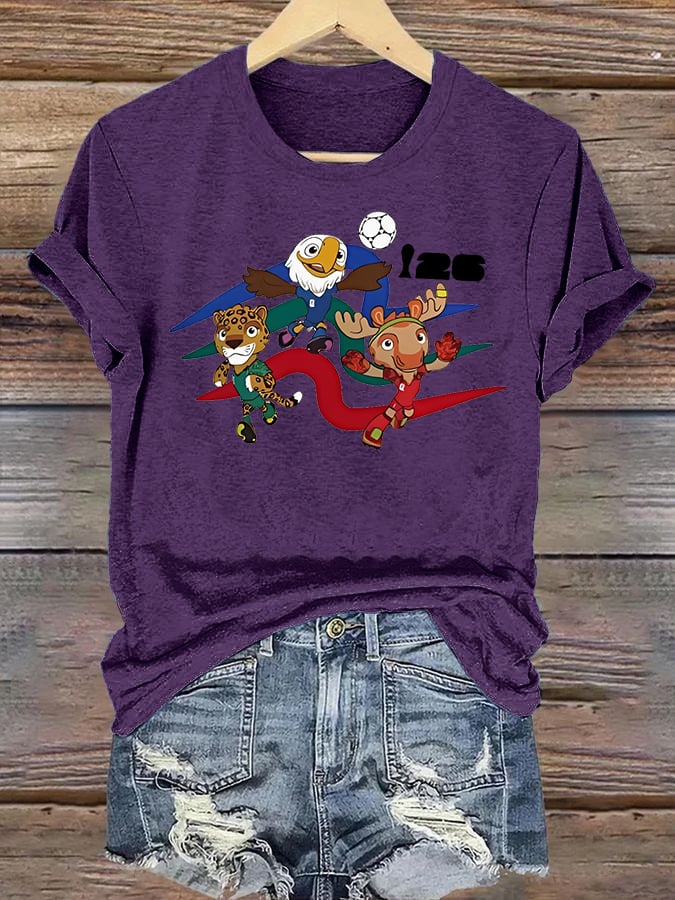 Women's 2026 World Cup Soccer Mascot printed T-shirt