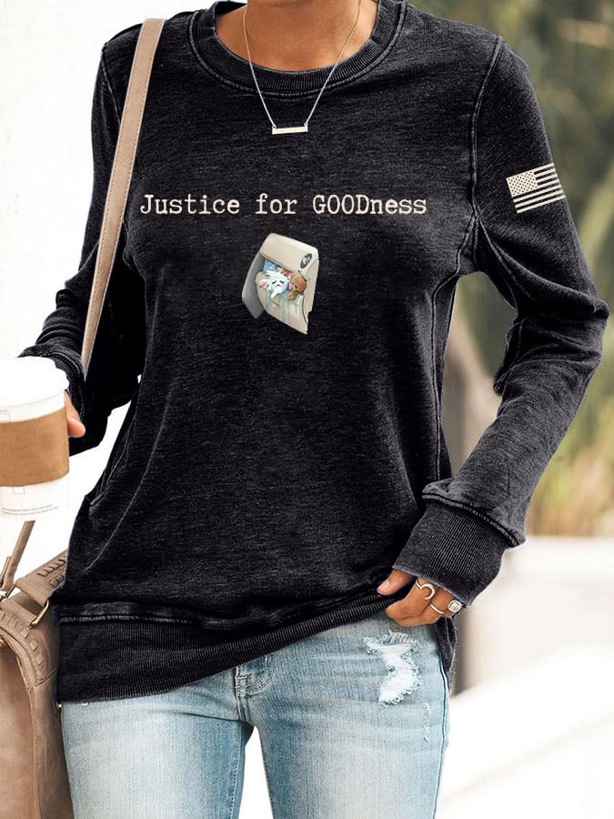Women's Justice For GOODness Print Casual Sweatshirt
